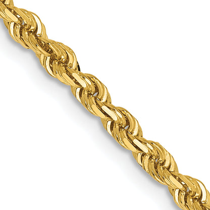 14K Yellow Gold 22 Inch 3mm Diamond-Cut Quadruple Rope Lobster Clasp Chain Necklace