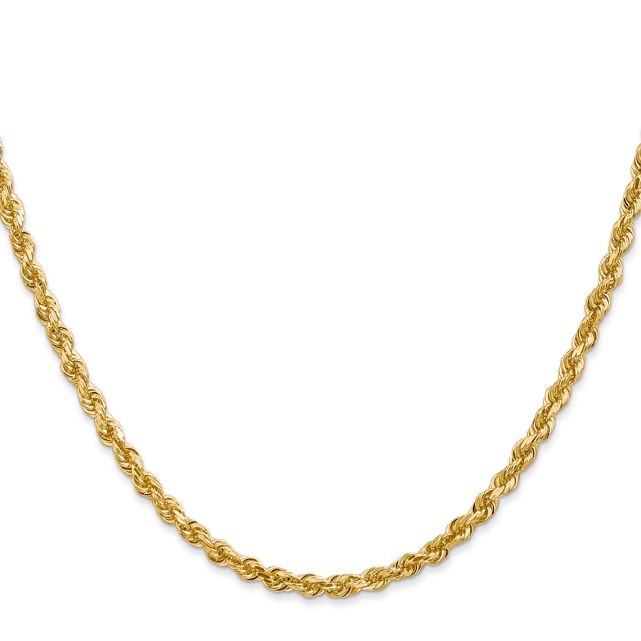 14K Yellow Gold 22 Inch 3.35mm Diamond-Cut Quadruple Rope Lobster Clasp Chain Necklace