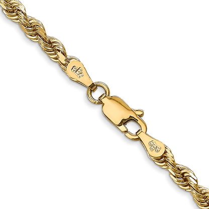 14K Yellow Gold 28 Inch 3.35mm Diamond-Cut Quadruple Rope Lobster Clasp Chain Necklace