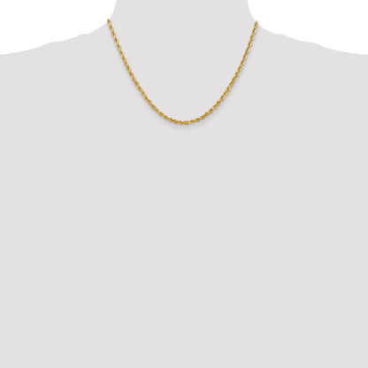 14K Yellow Gold 18 Inch 3.35mm Diamond-Cut Quadruple Rope Lobster Clasp Chain Necklace