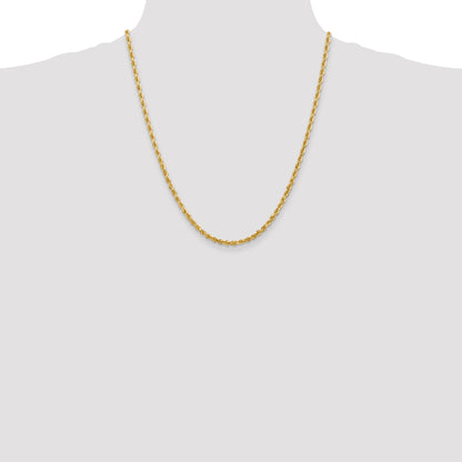 14K Yellow Gold 22 Inch 3.35mm Diamond-Cut Quadruple Rope Lobster Clasp Chain Necklace