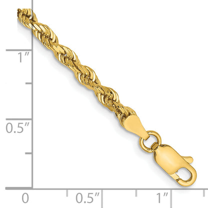 14K Yellow Gold 7 Inch 3.35mm Diamond-Cut Quadruple Rope Lobster Clasp Chain Bracelet