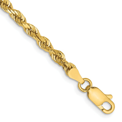 14K Yellow Gold 7 Inch 3.35mm Diamond-Cut Quadruple Rope Lobster Clasp Chain Bracelet