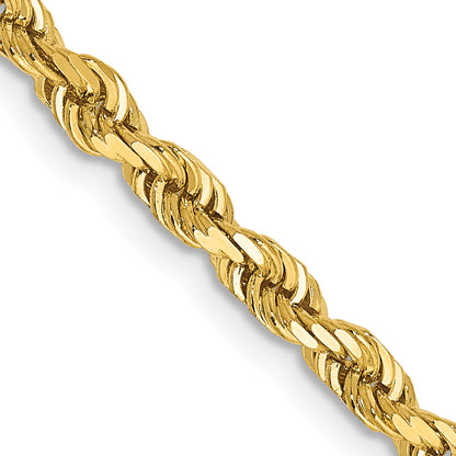 14K Yellow Gold 24 Inch 3.35mm Diamond-Cut Quadruple Rope Lobster Clasp Chain Necklace