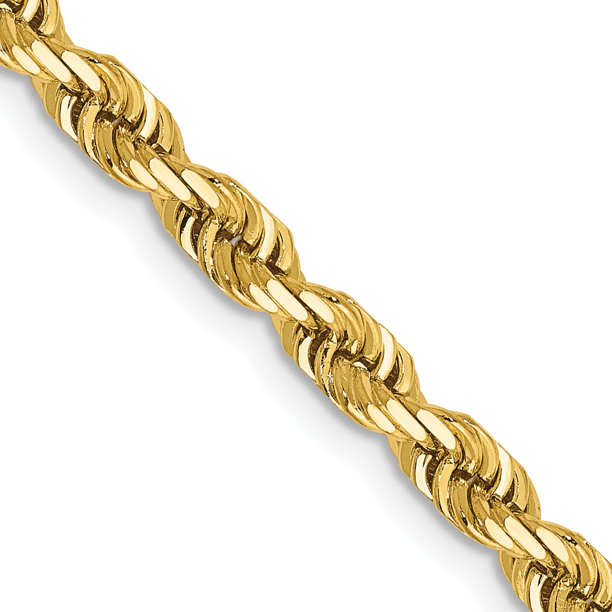 14K Yellow Gold 26 Inch 4mm Diamond-Cut Quadruple Rope Lobster Clasp Chain Necklace