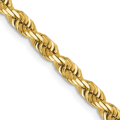 14K Yellow Gold 26 Inch 4mm Diamond-Cut Quadruple Rope Lobster Clasp Chain Necklace