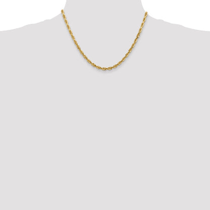 14K Yellow Gold 18 Inch 4.5mm Diamond-Cut Quadruple Rope Lobster Clasp Chain Necklace