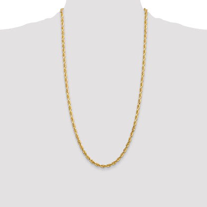 14K Yellow Gold 28 Inch 4.5mm Diamond-Cut Quadruple Rope Lobster Clasp Chain Necklace