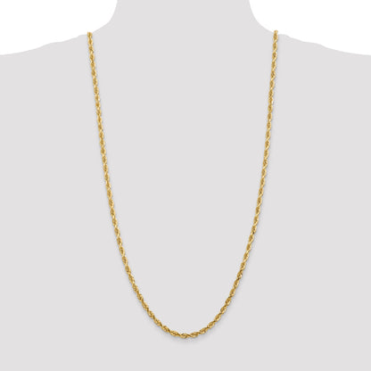 14K Yellow Gold 30 Inch 4.5mm Diamond-Cut Quadruple Rope Lobster Clasp Chain Necklace