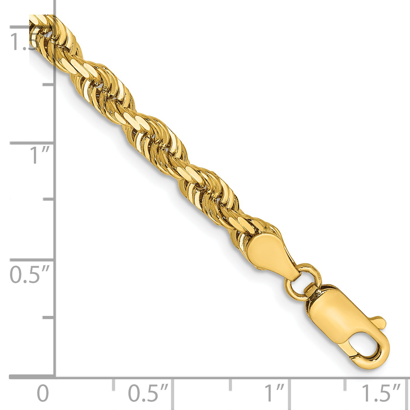 14K Yellow Gold 7 Inch 4.5mm Diamond-Cut Quadruple Rope Lobster Clasp Chain Bracelet