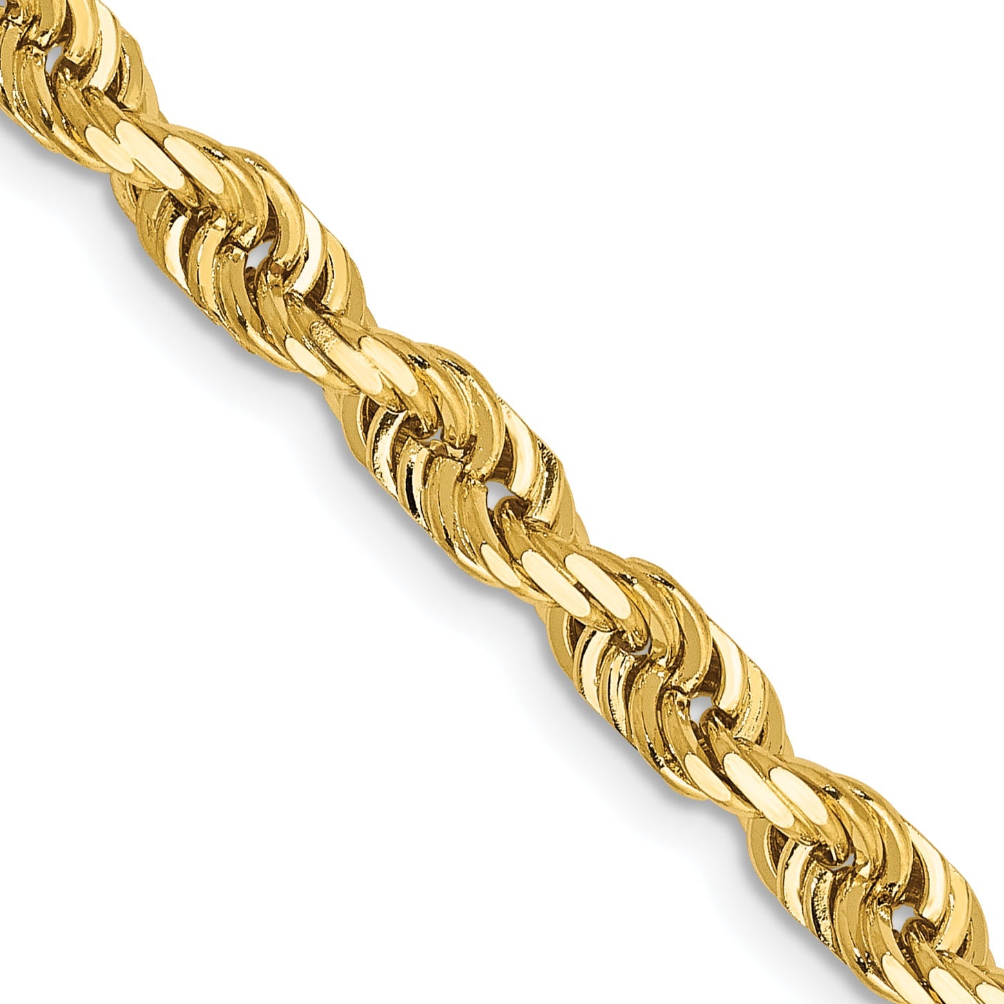14K Yellow Gold 30 Inch 4.5mm Diamond-Cut Quadruple Rope Lobster Clasp Chain Necklace