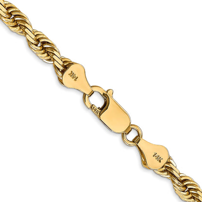 14K Yellow Gold 28 Inch 5mm Diamond-Cut Quadruple Rope Lobster Clasp Chain Necklace
