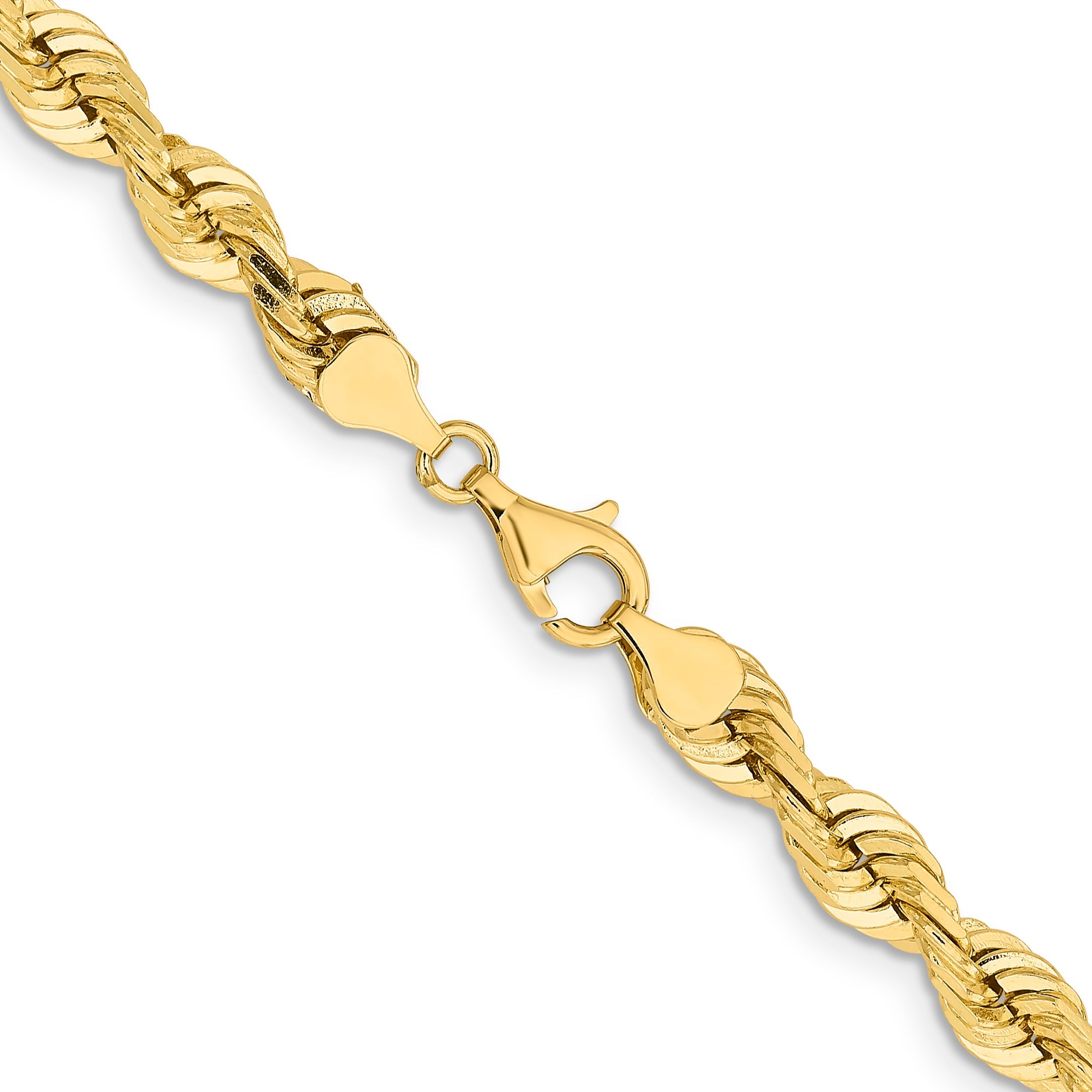 14K Yellow Gold 22 Inch 7mm Diamond-Cut Quadruple Rope Fancy Lobster Clasp Chain Necklace
