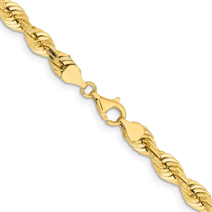 14K Yellow Gold 22 Inch 7mm Diamond-Cut Quadruple Rope Fancy Lobster Clasp Chain Necklace