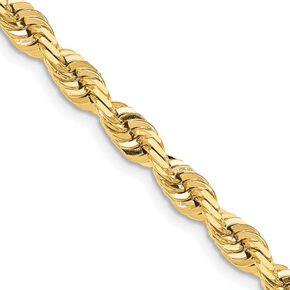 14K Yellow Gold 30 Inch 7mm Diamond-Cut Quadruple Rope Fancy Lobster Clasp Chain Necklace