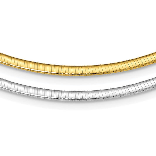 16 Inch Sterling Silver Flash Gold-Plated Reversible 3mm Cubetto Chain Necklace