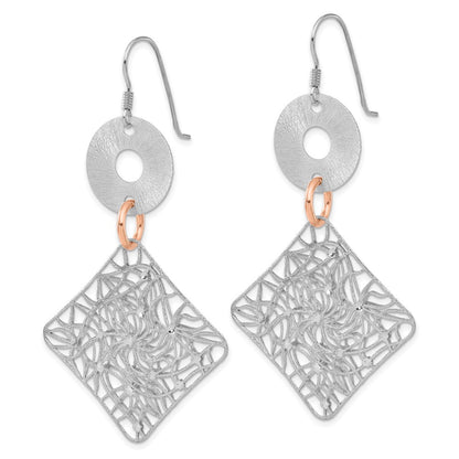 Sterling Silver 18K Gold-Plated Geometric Filigree Dangle Earrings