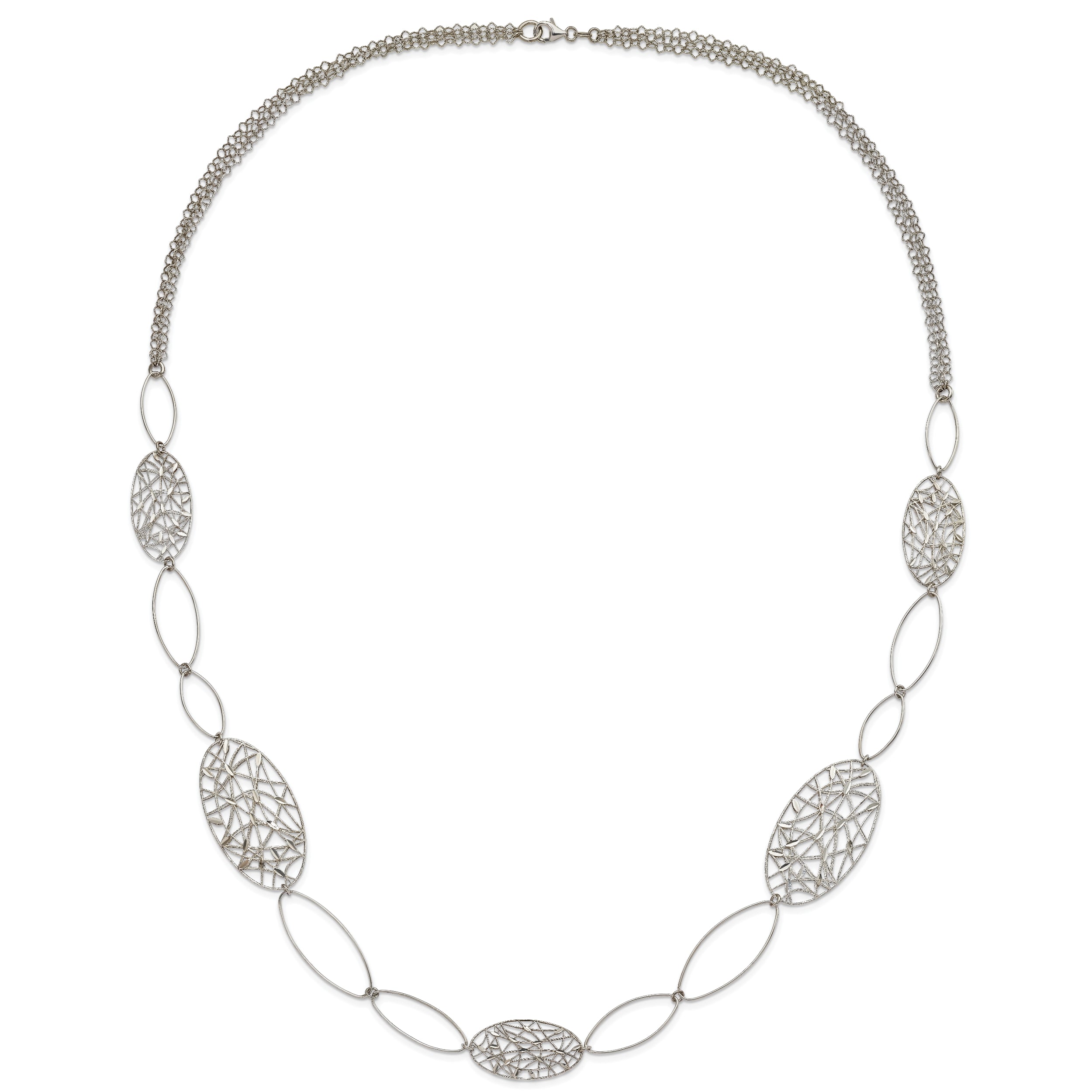 Sterling Silver Fancy Oval Link Necklace