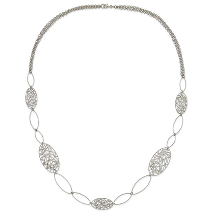 Sterling Silver Fancy Oval Link Necklace