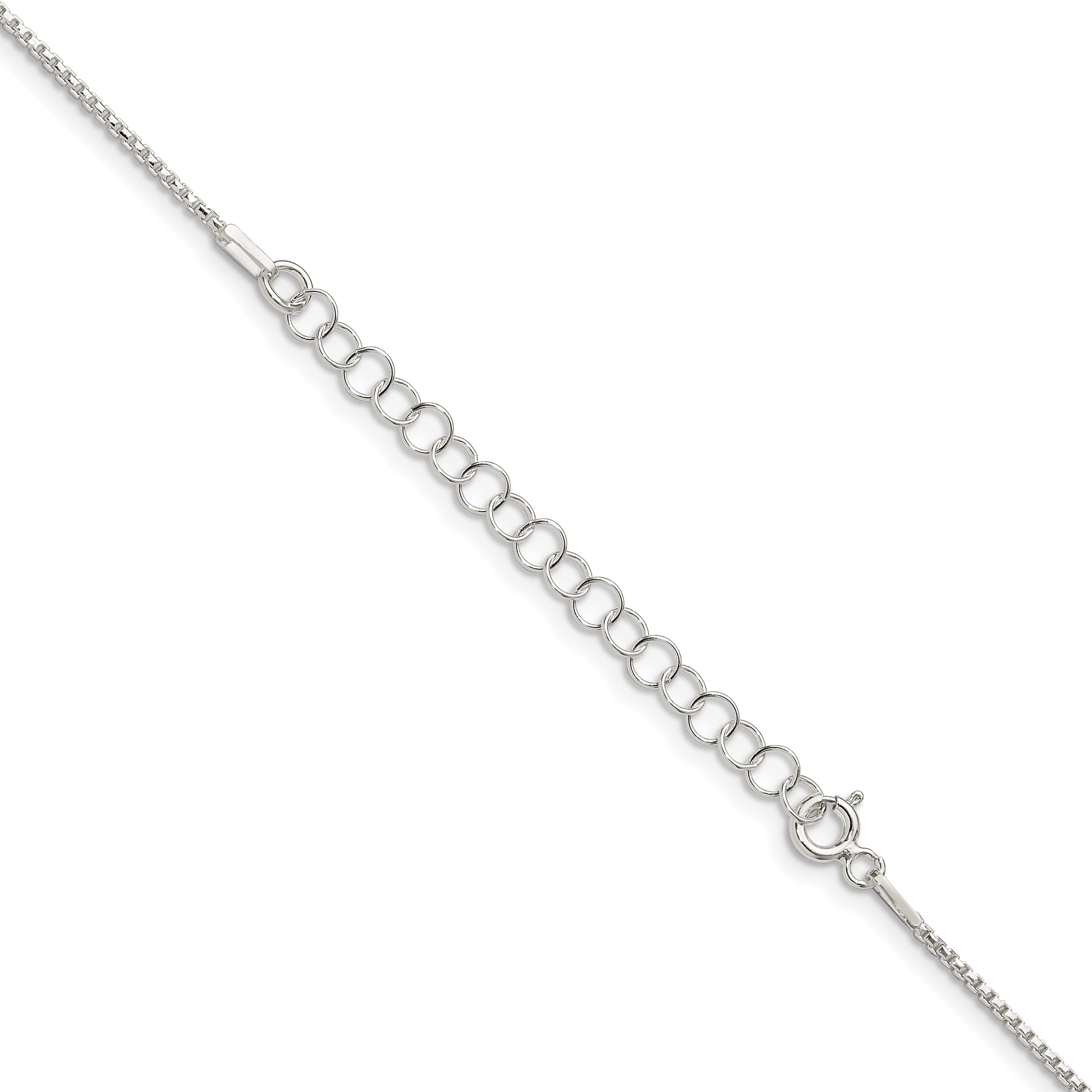 18 Inch Sterling Silver 1.1mm Diamond-Cut Round Box Chain W/2In Ext.