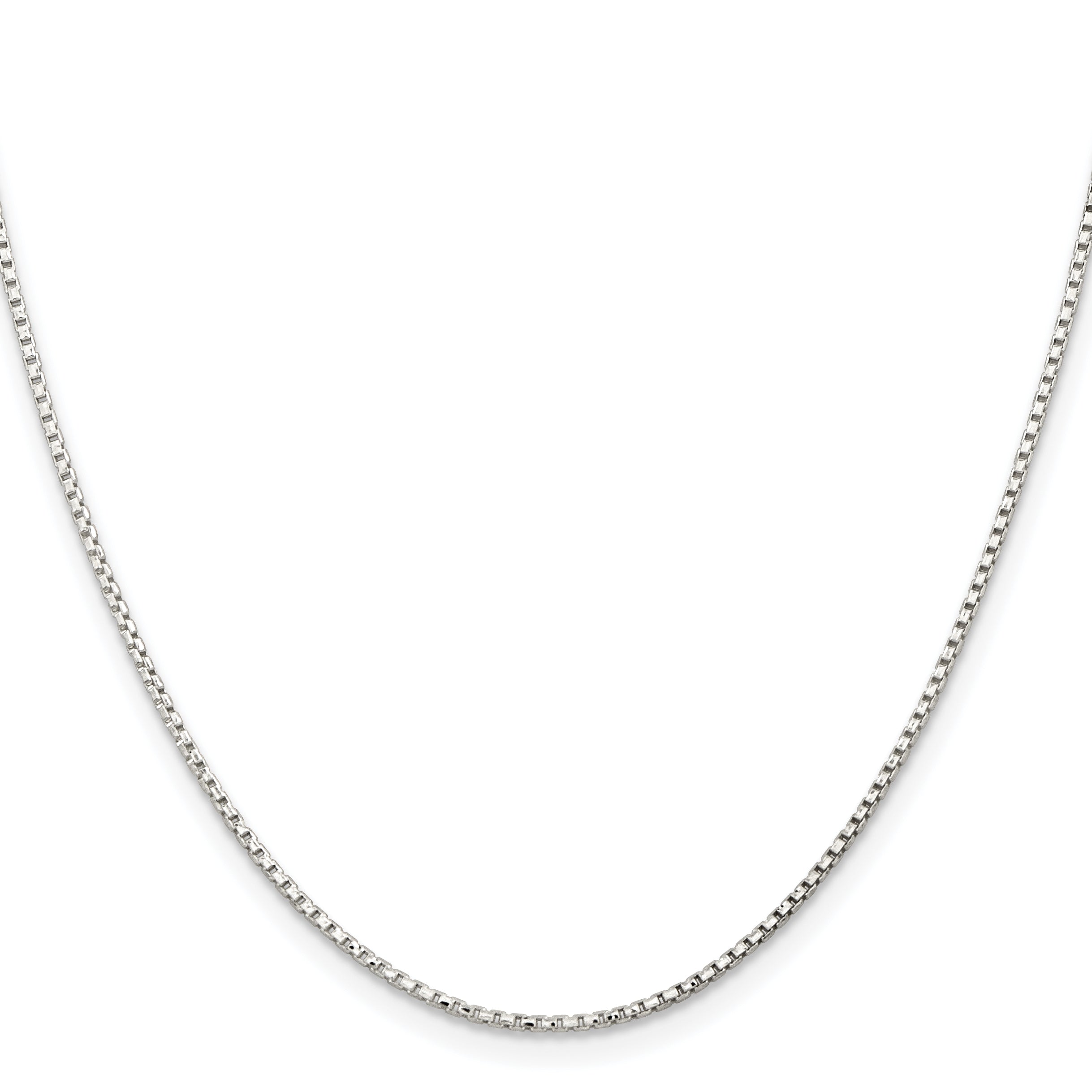 18 Inch Sterling Silver 1.3mm Diamond-Cut Round Box Chain Necklace