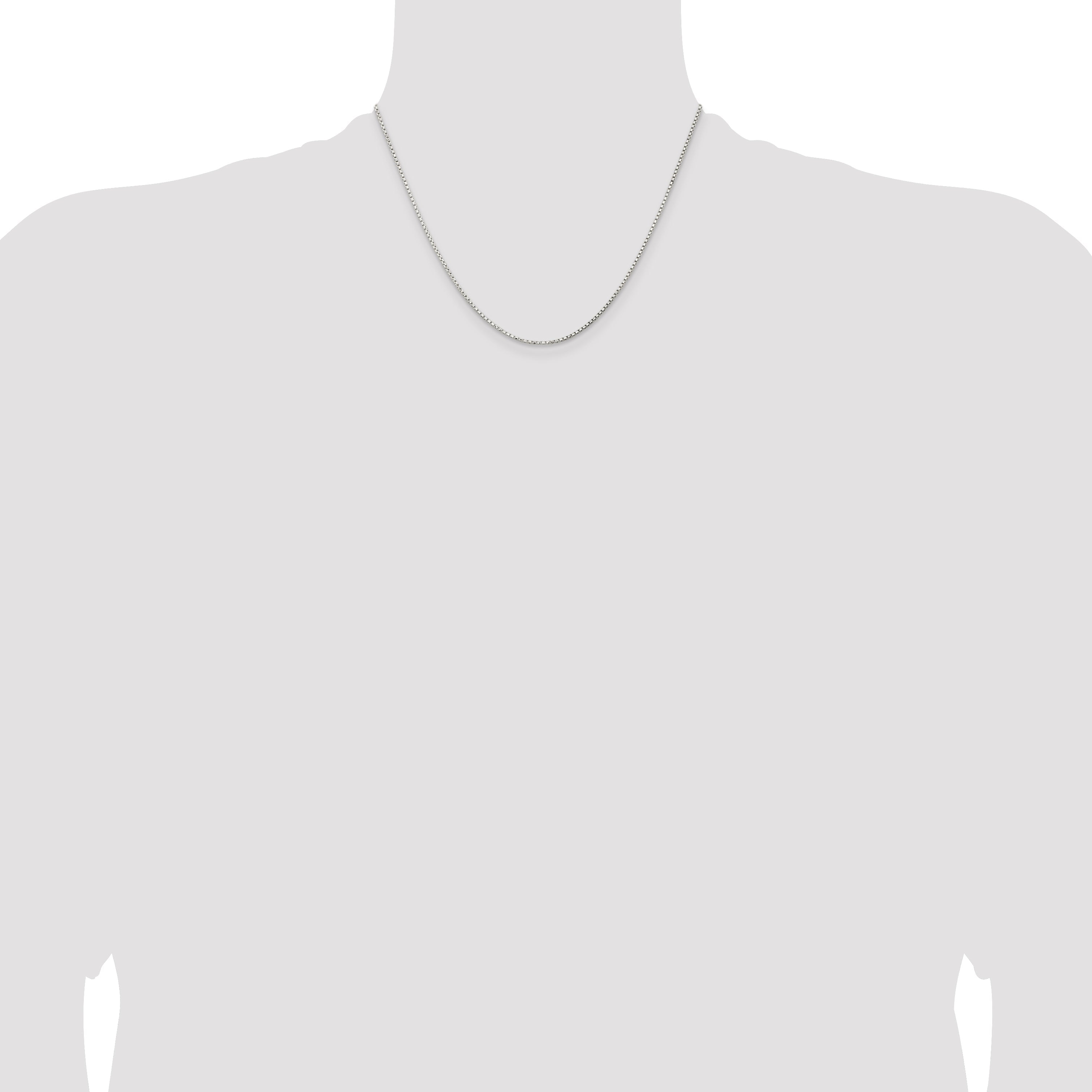 18 Inch Sterling Silver 1.3mm Diamond-Cut Round Box Chain Necklace