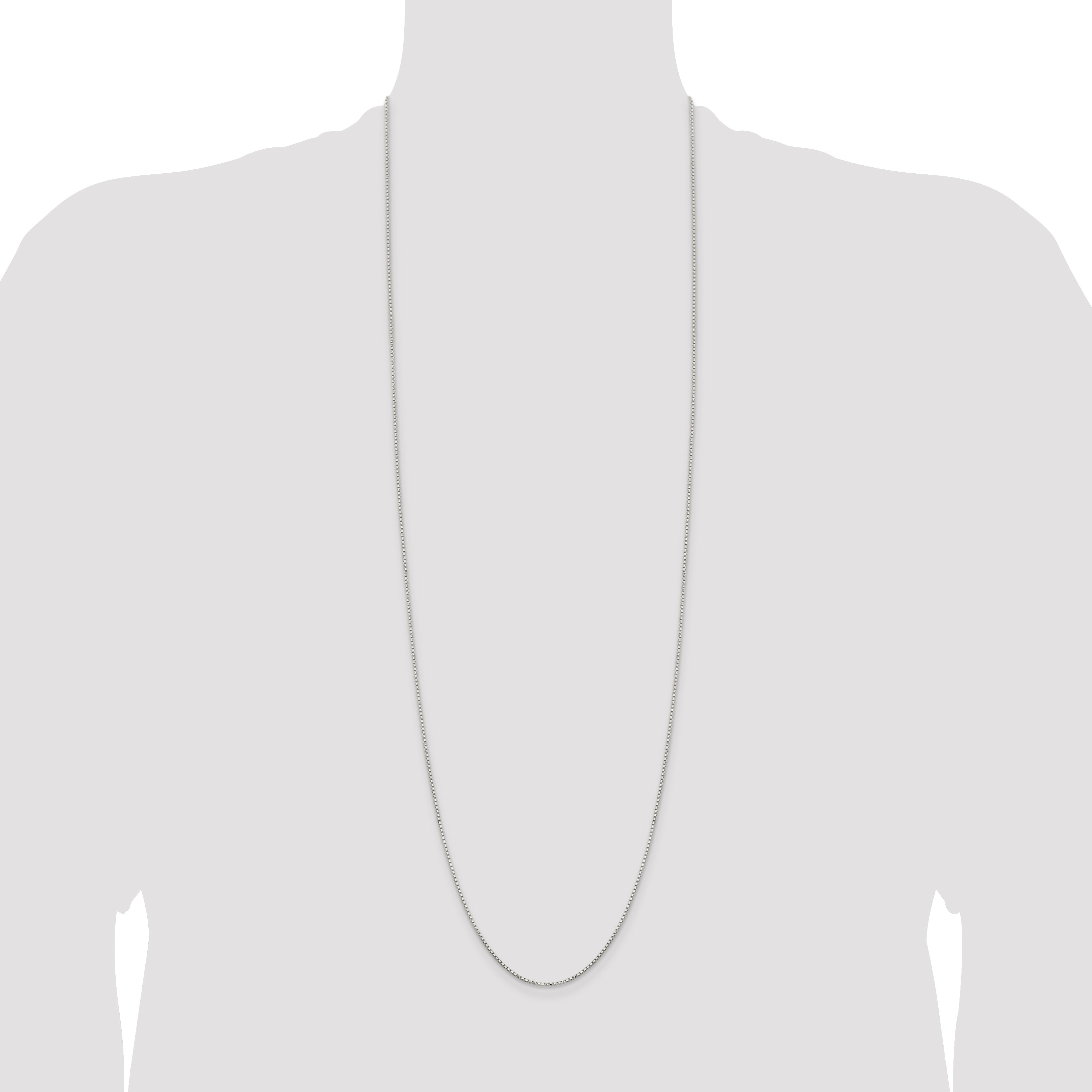 36 Inch Sterling Silver 1.3mm Diamond-Cut Round Box Chain Necklace