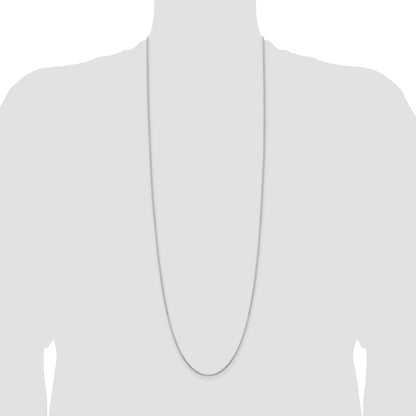 36 Inch Sterling Silver 1.3mm Diamond-Cut Round Box Chain Necklace