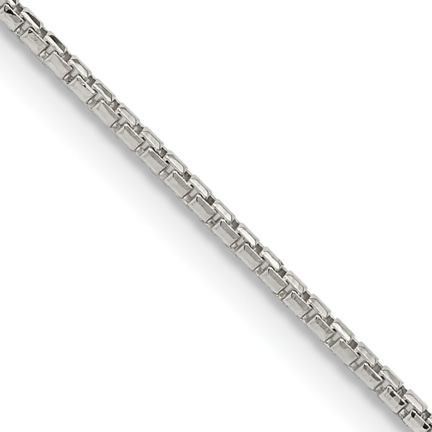 20 Inch Sterling Silver 1.3mm Diamond-Cut Round Box Chain Necklace