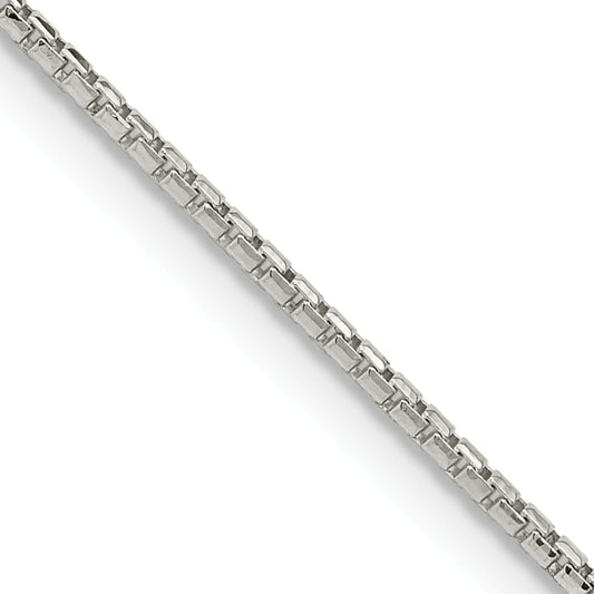 36 Inch Sterling Silver 1.3mm Diamond-Cut Round Box Chain Necklace