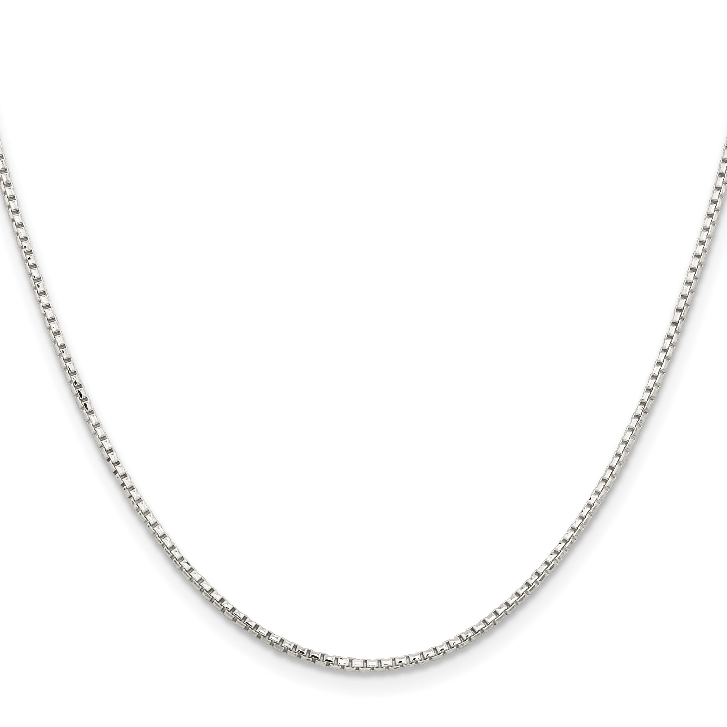 18 Inch Sterling Silver 1.5mm Diamond-Cut Round Box Chain Necklace
