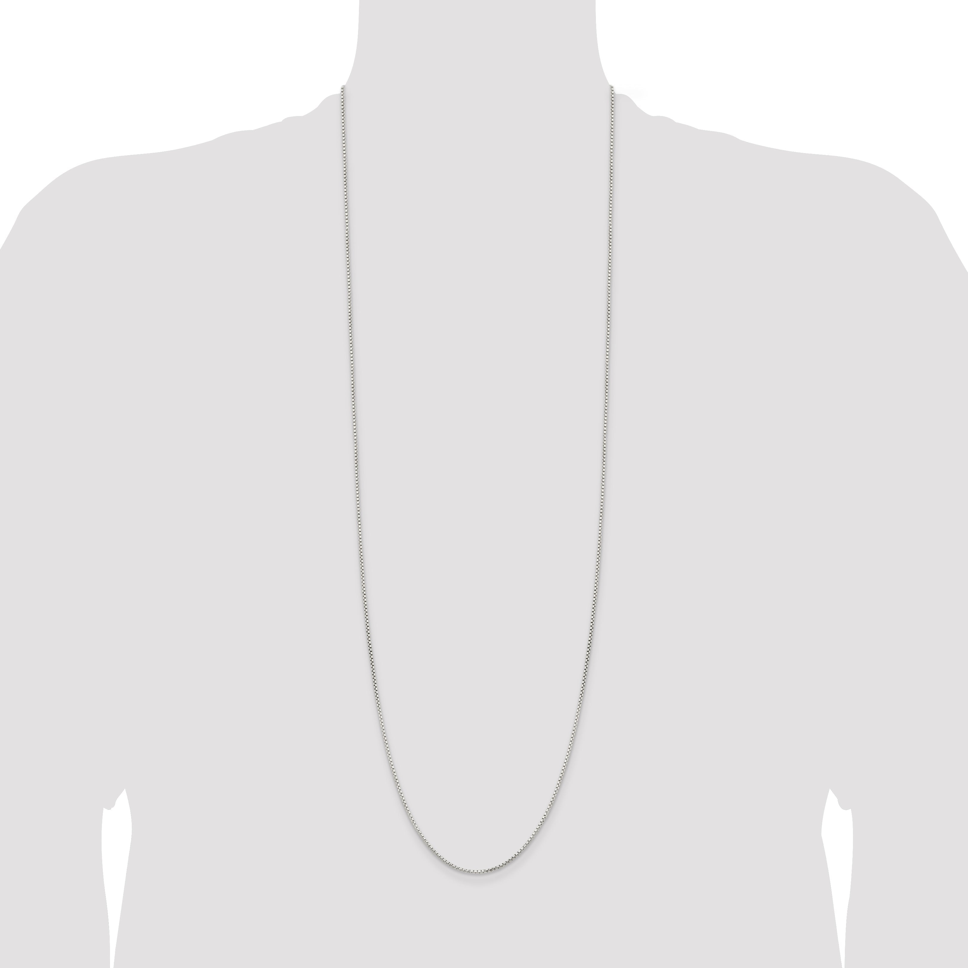 36 Inch Sterling Silver 1.5mm Diamond-Cut Round Box Chain Necklace