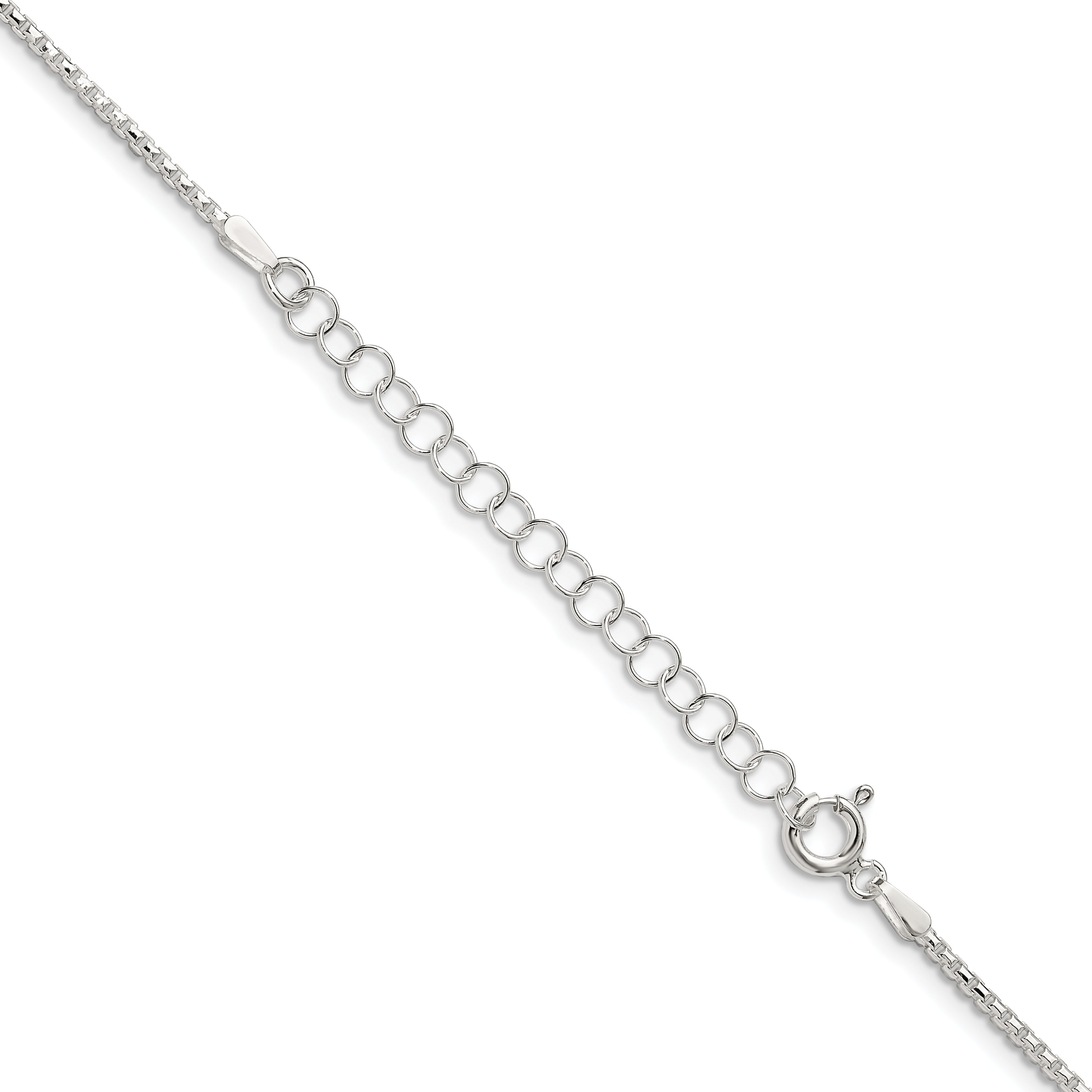 18 Inch Sterling Silver 1.5mm Diamond-Cut Round Box Chain W/2In Ext.