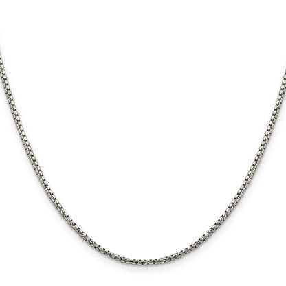 36 Inch Sterling Silver 1.75mm Diamond-Cut Round Box Chain Necklace