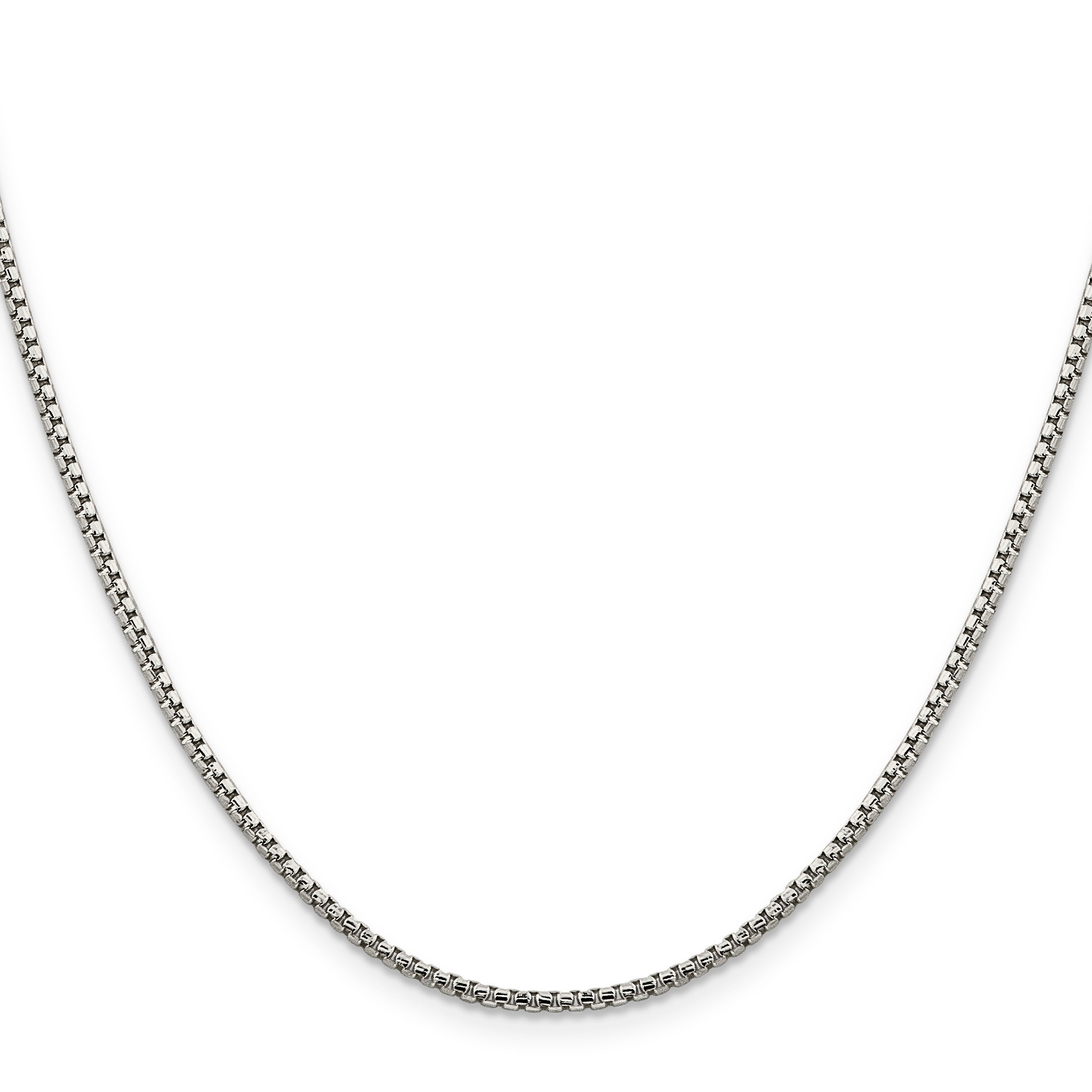 18 Inch Sterling Silver 1.75mm Diamond-Cut Round Box Chain Necklace