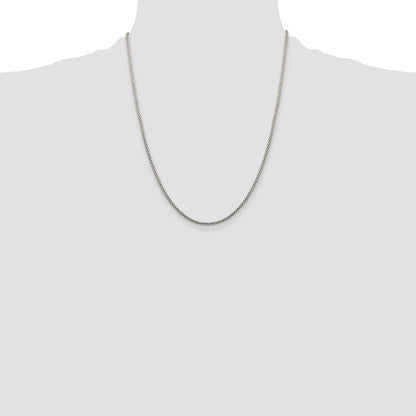 22 Inch Sterling Silver 1.75mm Diamond-Cut Round Box Chain Necklace