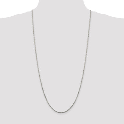 30 Inch Sterling Silver 1.75mm Diamond-Cut Round Box Chain Necklace