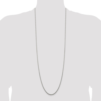 36 Inch Sterling Silver 1.75mm Diamond-Cut Round Box Chain Necklace