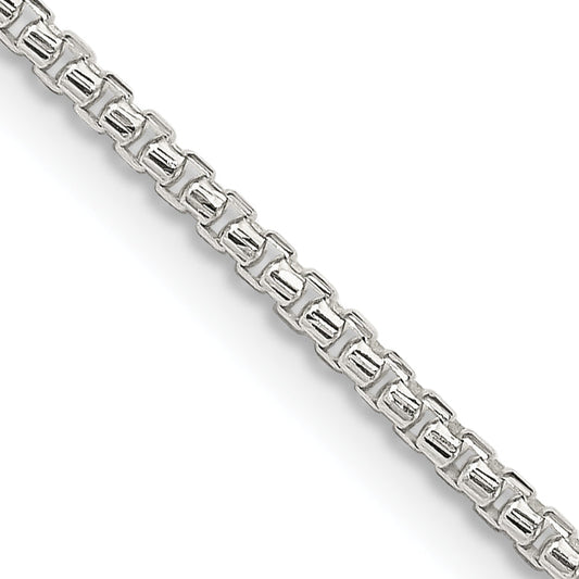 16 Inch Sterling Silver 1.75mm Diamond-Cut Round Box Chain Necklace