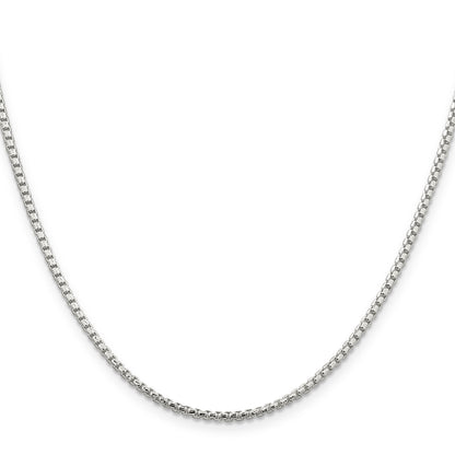 20 Inch Sterling Silver 2mm Diamond-Cut Round Box Chain Necklace