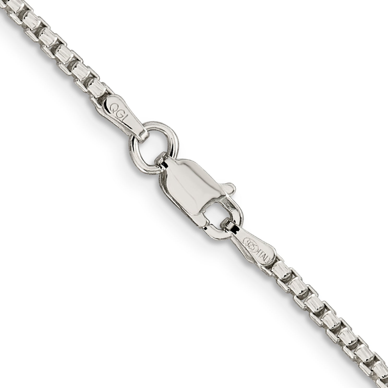 18 Inch Sterling Silver 2mm Diamond-Cut Round Box Chain Necklace