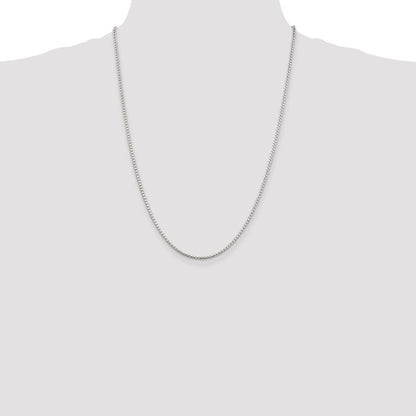 24 Inch Sterling Silver 2mm Diamond-Cut Round Box Chain Necklace