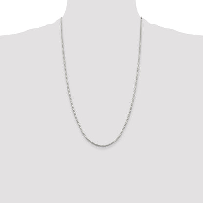 26 Inch Sterling Silver 2mm Diamond-Cut Round Box Chain Necklace