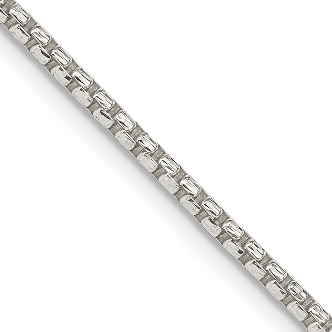 36 Inch Sterling Silver 2mm Diamond-Cut Round Box Chain Necklace