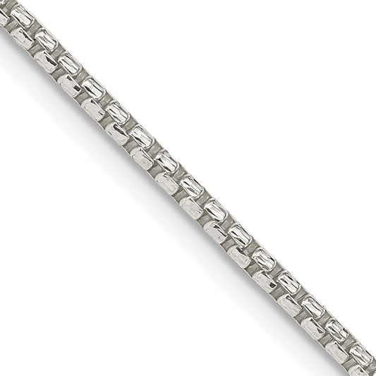 30 Inch Sterling Silver 2mm Diamond-Cut Round Box Chain Necklace