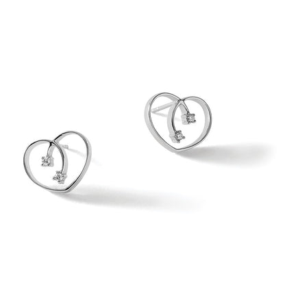 White Ice Sterling Silver Rhodium-plated Diamond Heart Post Earrings