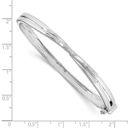 Sterling Silver White Ice Rhodium-Plated Diamond X Bangle Bracelet