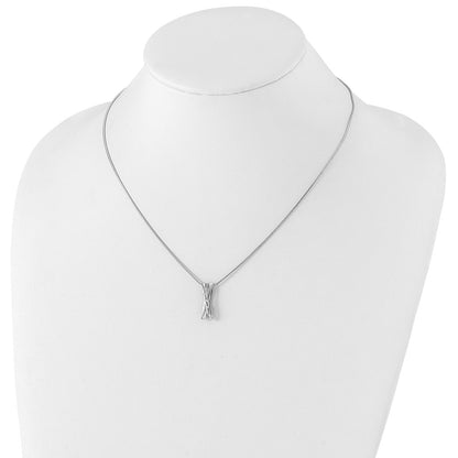 Sterling Silver White Ice Rhodium-Plated 18 Inch Diamond X Necklace With 2 Extender