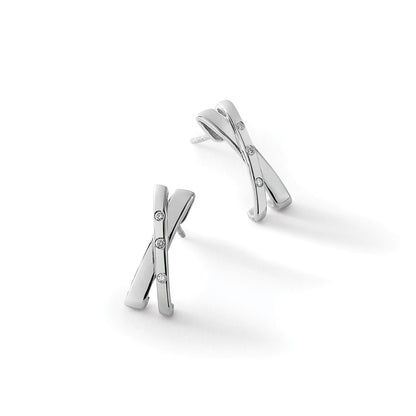 White Ice Sterling Silver Rhodium-plated Diamond X Post Earrings
