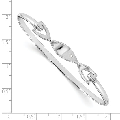 Sterling Silver White Ice Rhodium-Plated Diamond Twist Bangle Bracelet